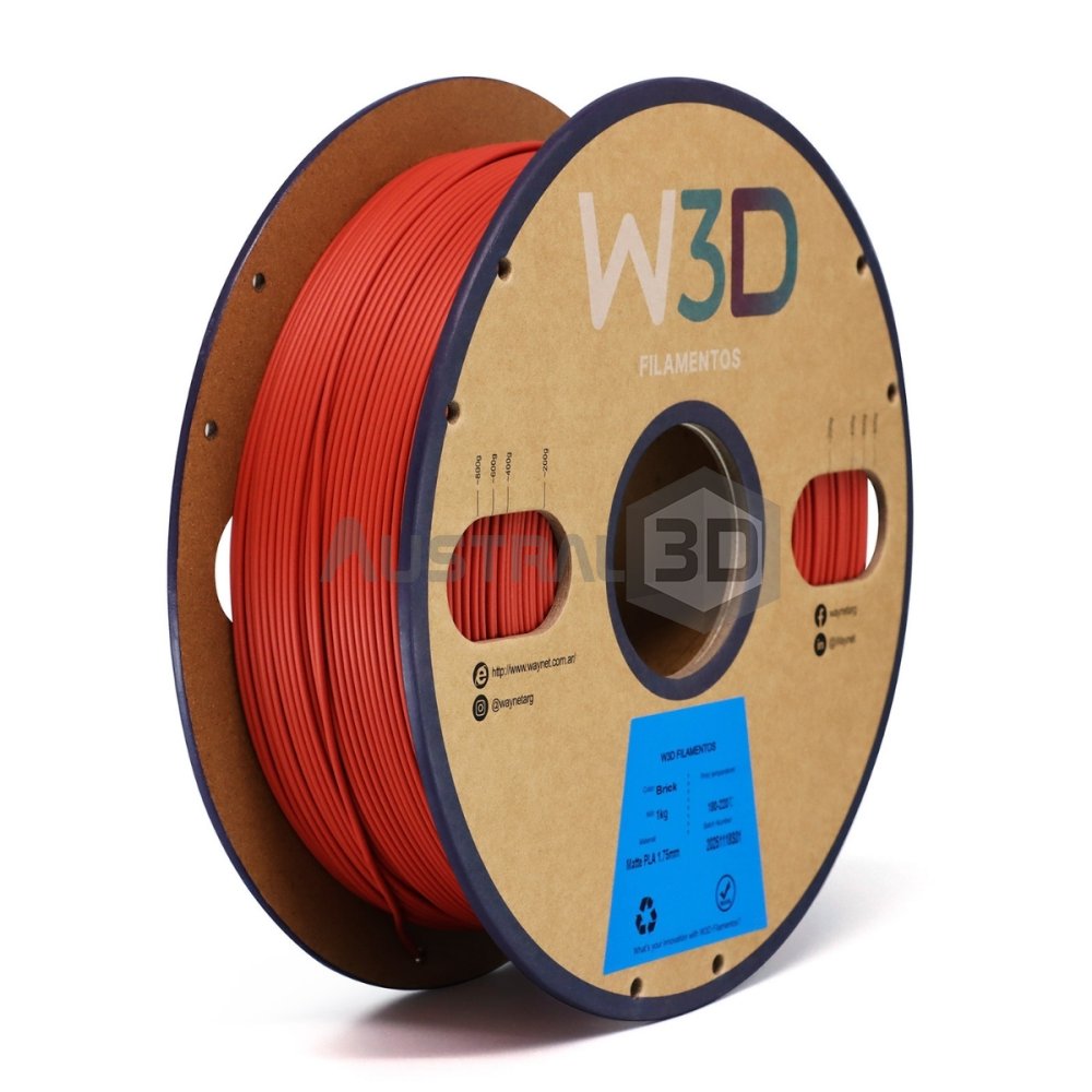 Filamento PLA Mate W3D 1kg ROJO
