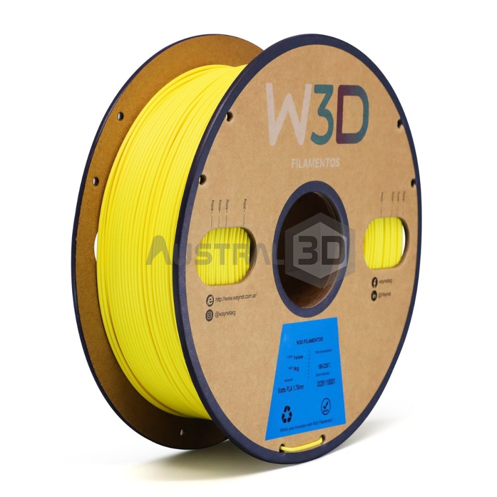 Filamento PLA Mate W3D 1kg AMARILLO
