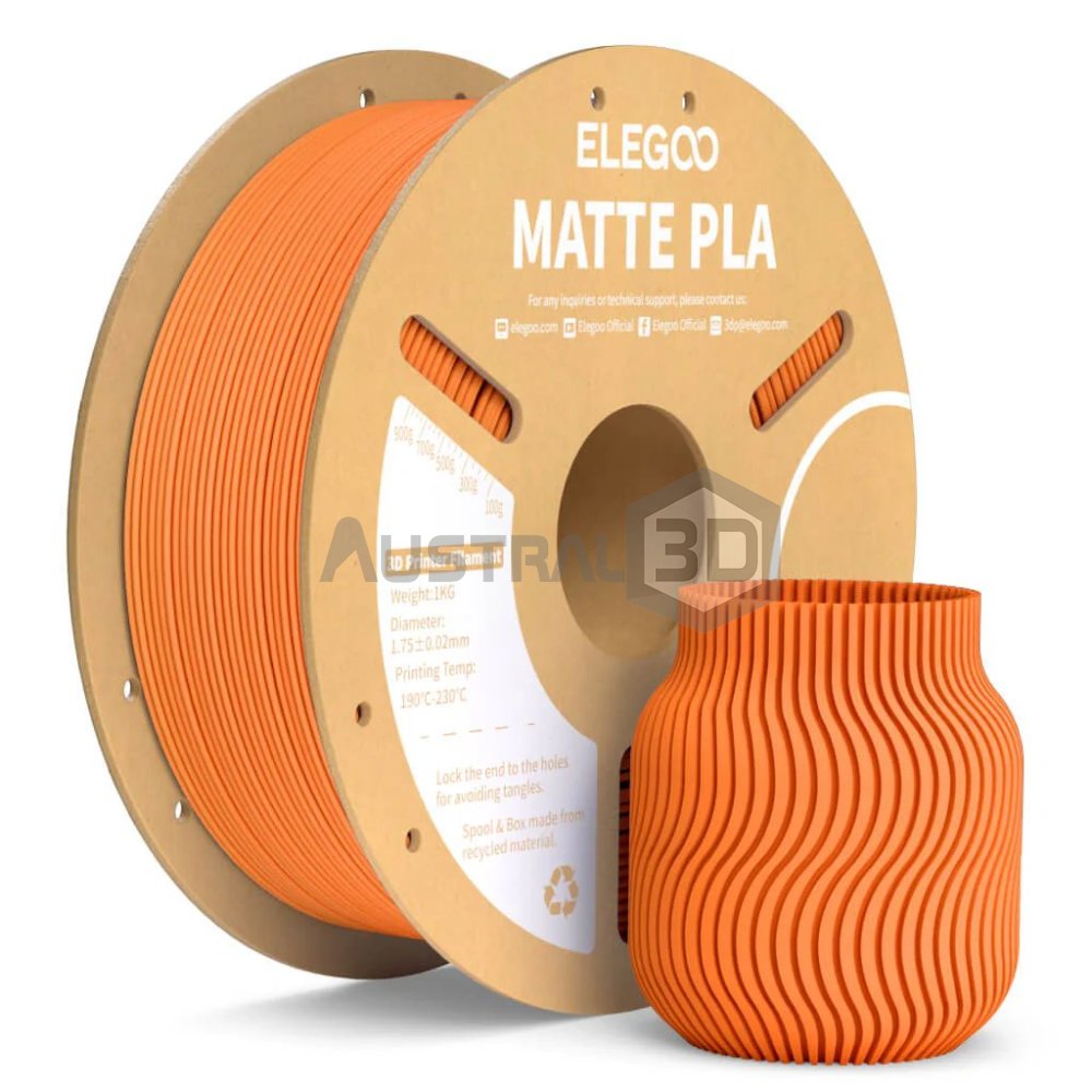 Filamento 3D ELEGOO PLA MATE 1kg 1.75mm NARANJA
