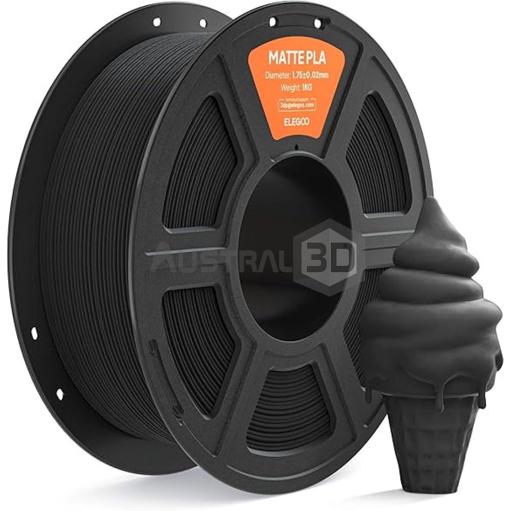 Filamento 3D ELEGOO PLA MATE 1kg 1.75mm NEGRO Bobina Plástica